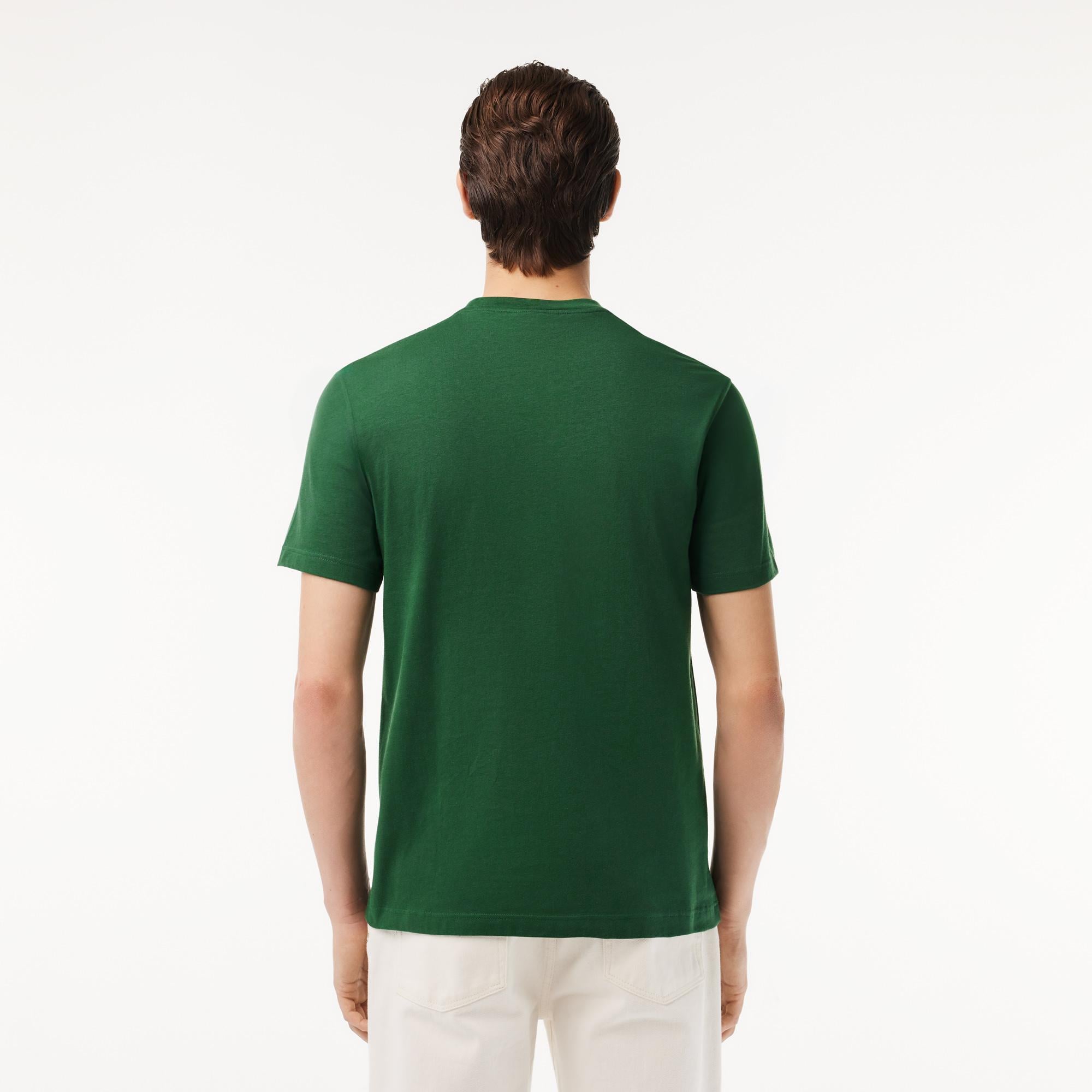 Erkek Regular Fit Bisiklet Yaka Baskılı Yeşil T-Shirt