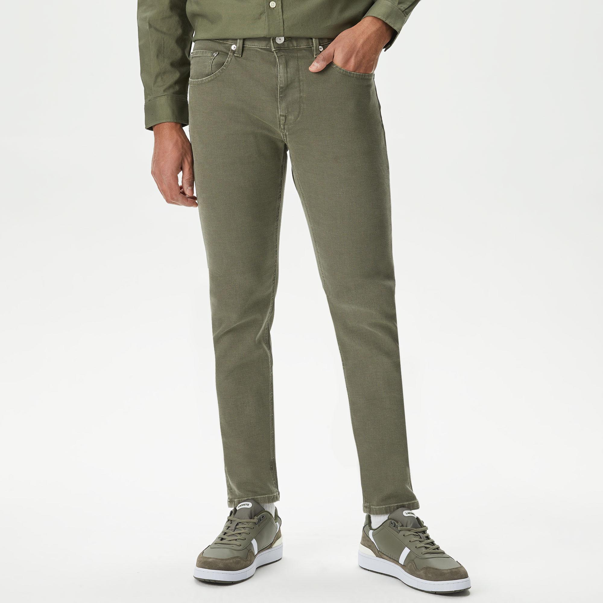 Erkek Slim Fit Haki Jean Pantolon