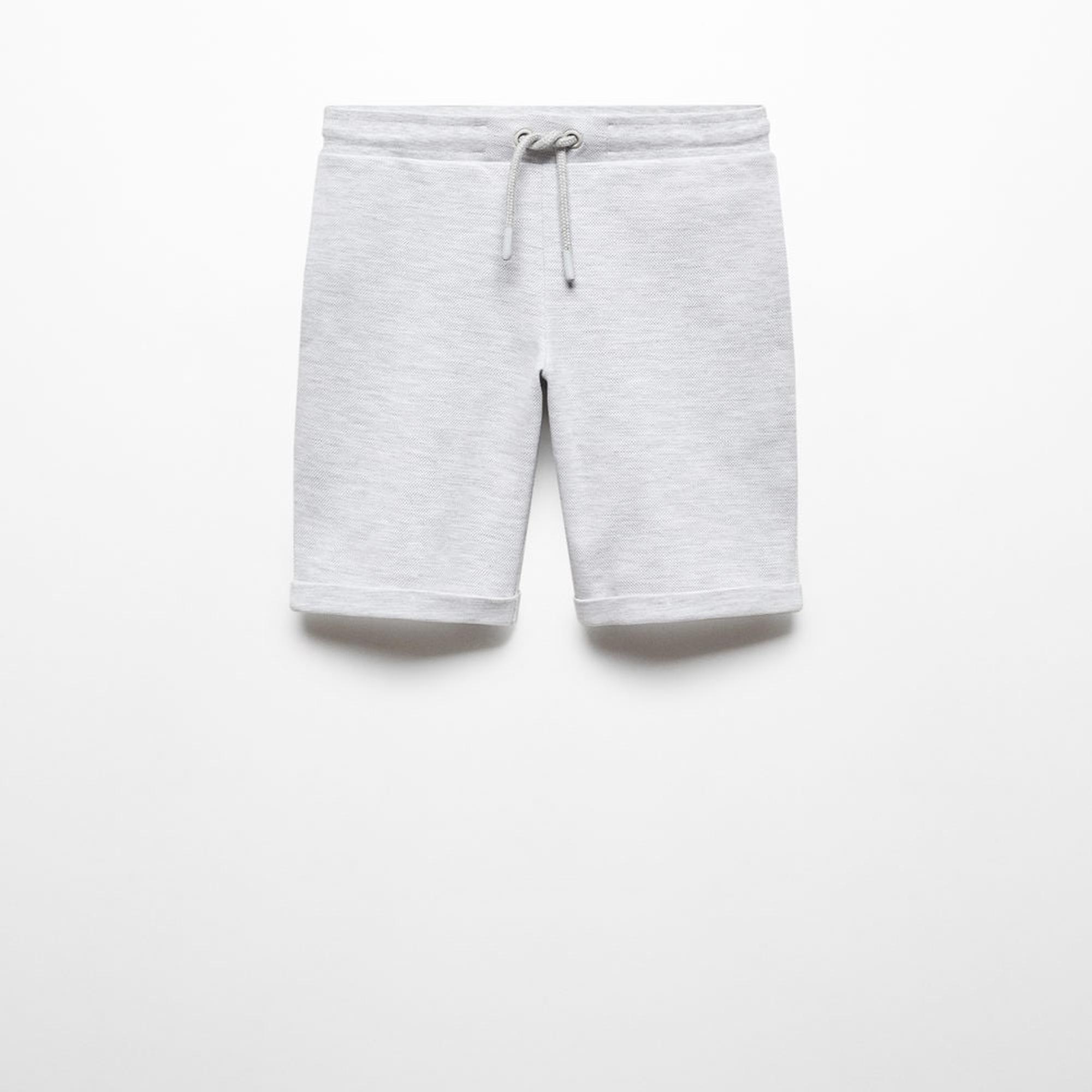 Mango Çocuk Beli Elastik Pamuklu Şort Orta Kırçıllı Gri