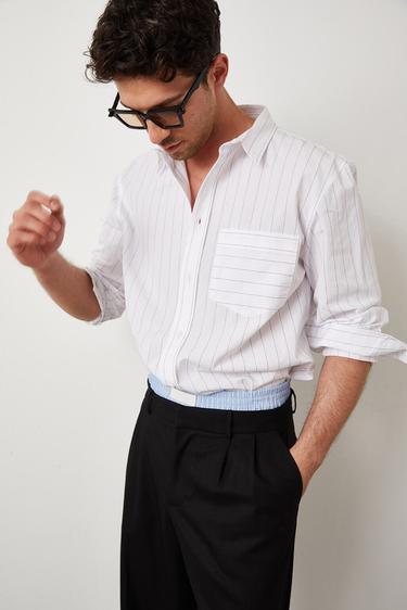  Poplin Çizgili Oversize Gömlek