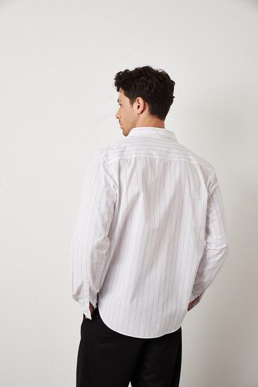  Poplin Çizgili Oversize Gömlek