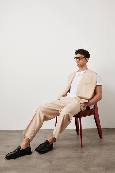  Çizgili Boru Paça Pantolon