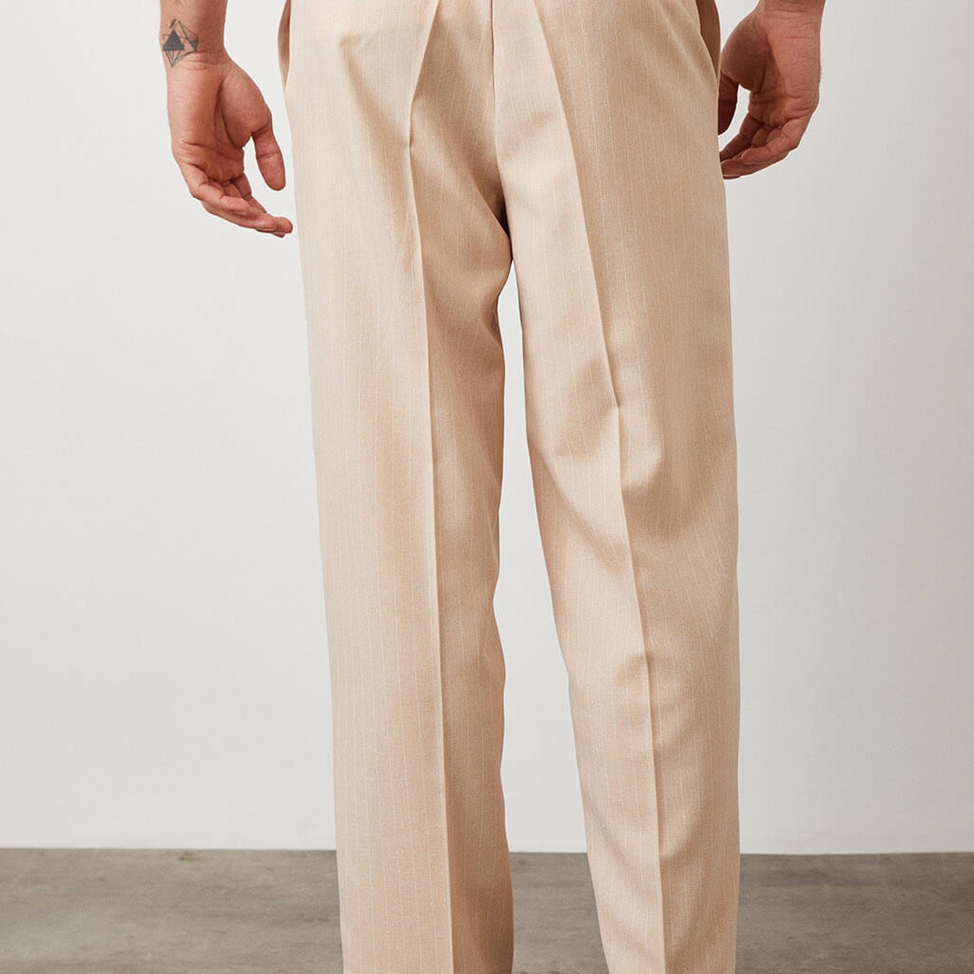 Çizgili Boru Paça Pantolon