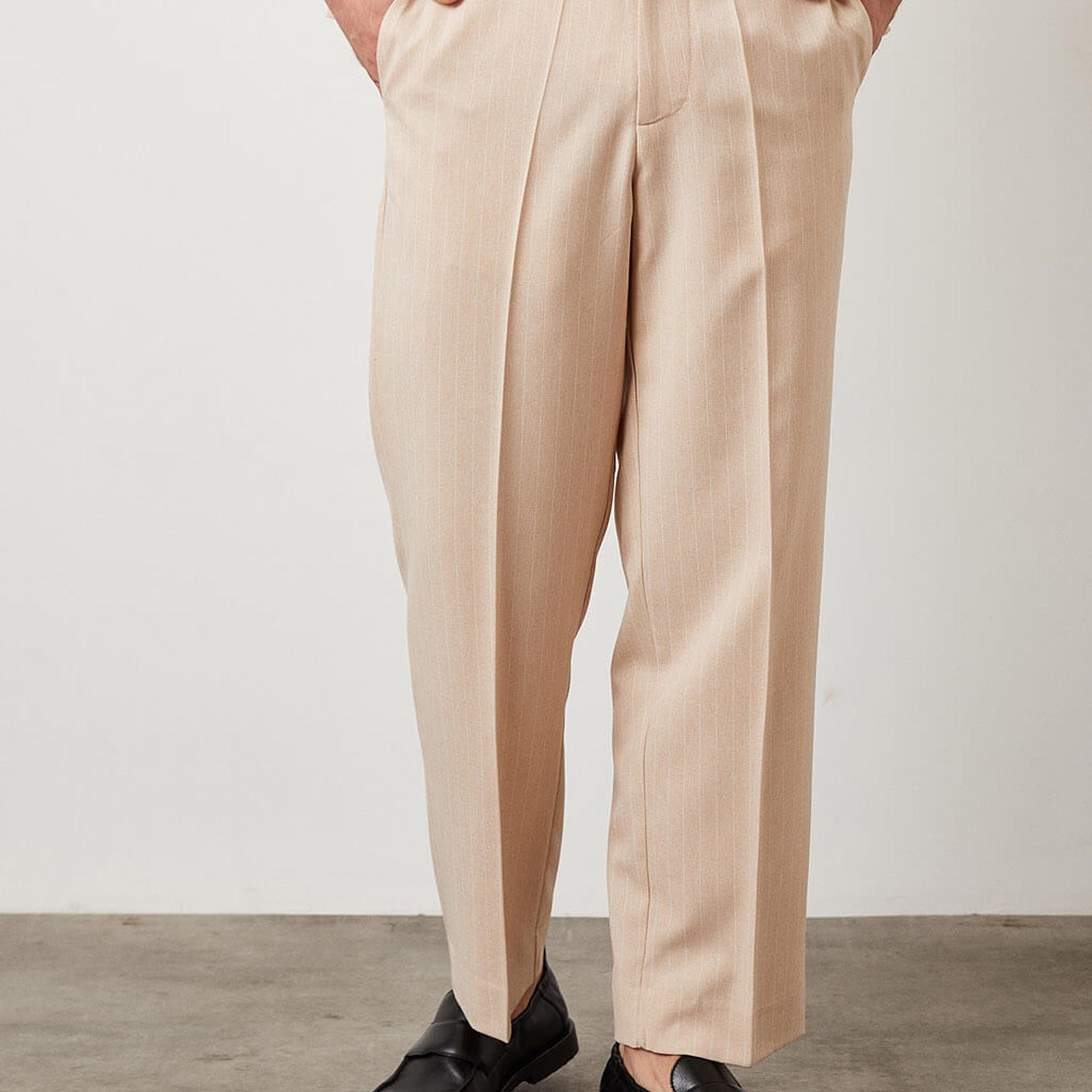 Çizgili Boru Paça Pantolon