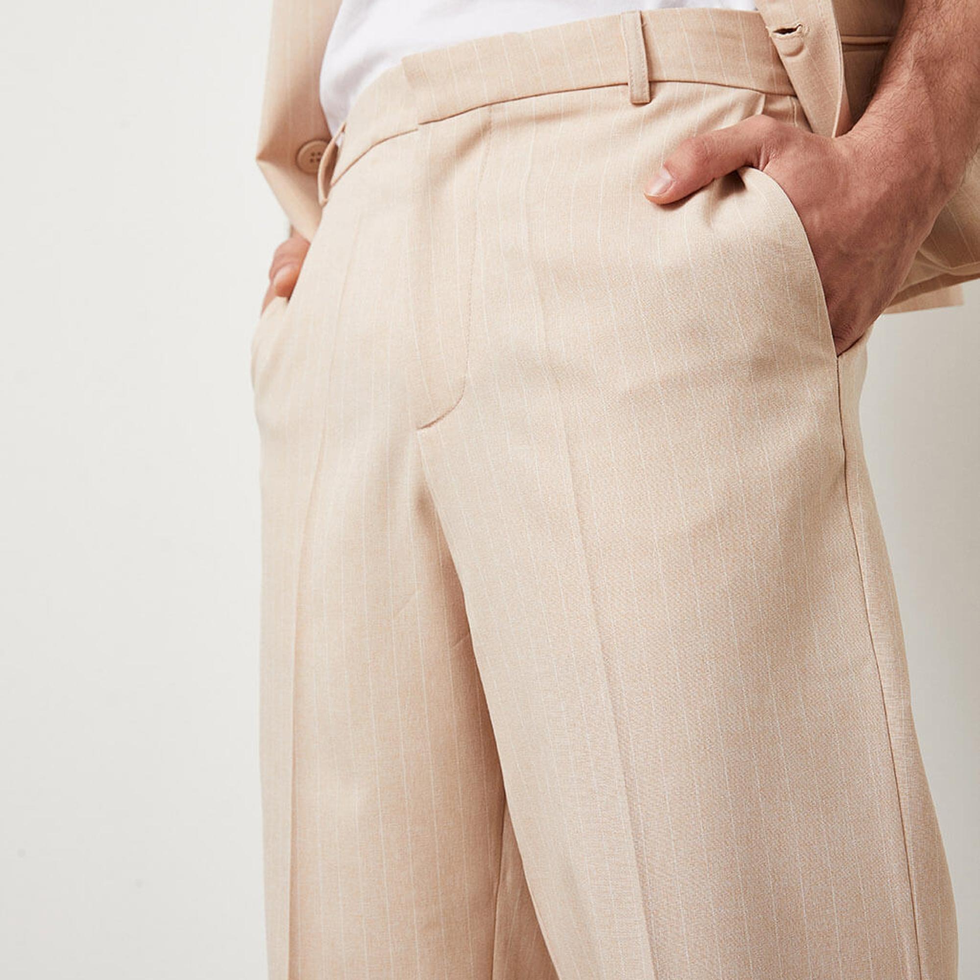 Çizgili Boru Paça Pantolon