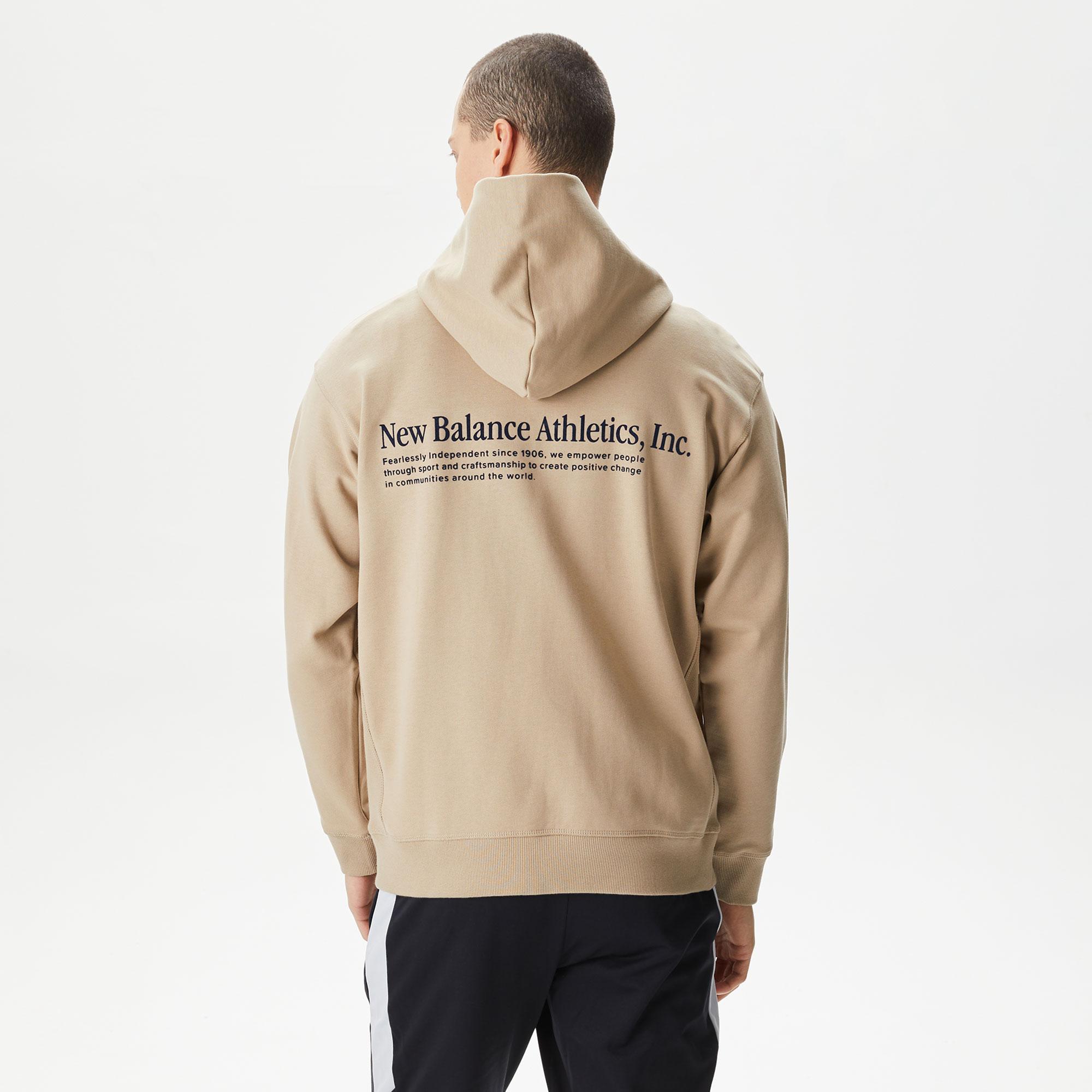 New Balance Athletics Embroidered Relaxed Bej Erkek Hoodie
