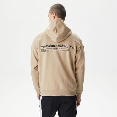  New Balance Athletics Embroidered Relaxed Bej Erkek Hoodie