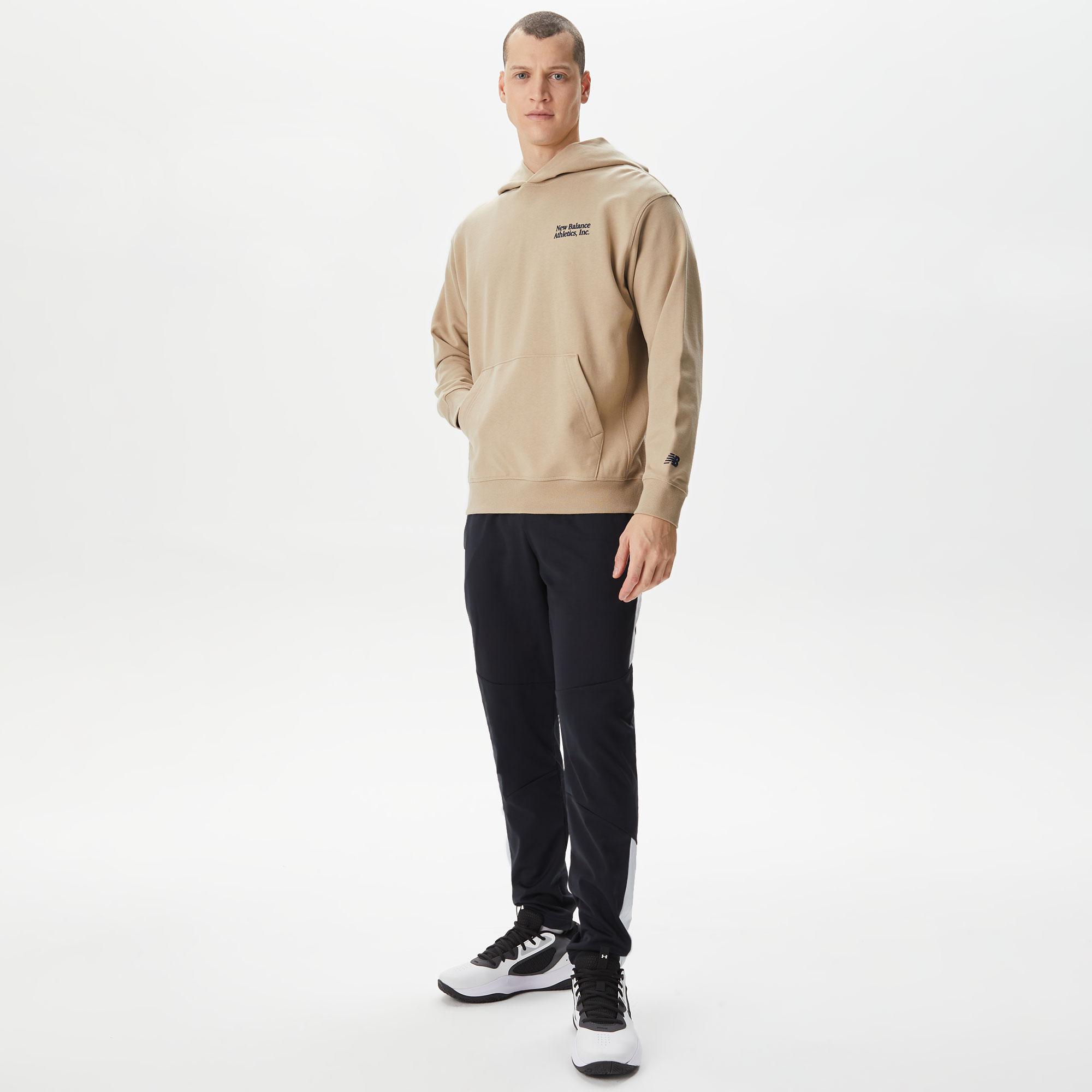 New Balance Athletics Embroidered Relaxed Bej Erkek Hoodie
