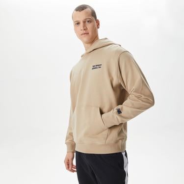  New Balance Athletics Embroidered Relaxed Bej Erkek Hoodie
