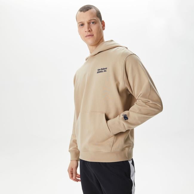  New Balance Athletics Embroidered Relaxed Bej Erkek Hoodie
