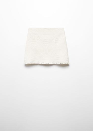  Mango Çocuk Püsküllü Dokulu Etek Ekru