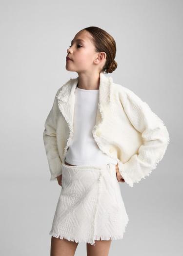  Mango Çocuk Püsküllü Dokulu Etek Ekru