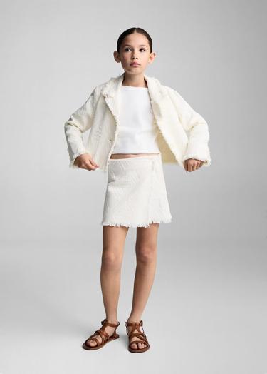  Mango Çocuk Püsküllü Dokulu Etek Ekru