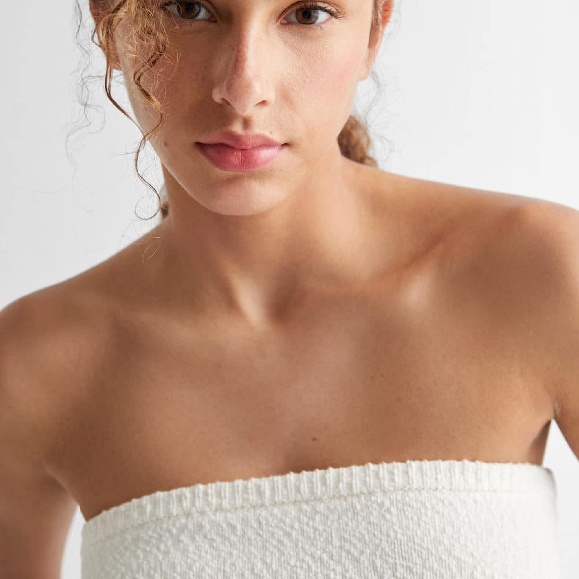 Mango Çocuk Ponte Straplez Bluz Kırık Beyaz