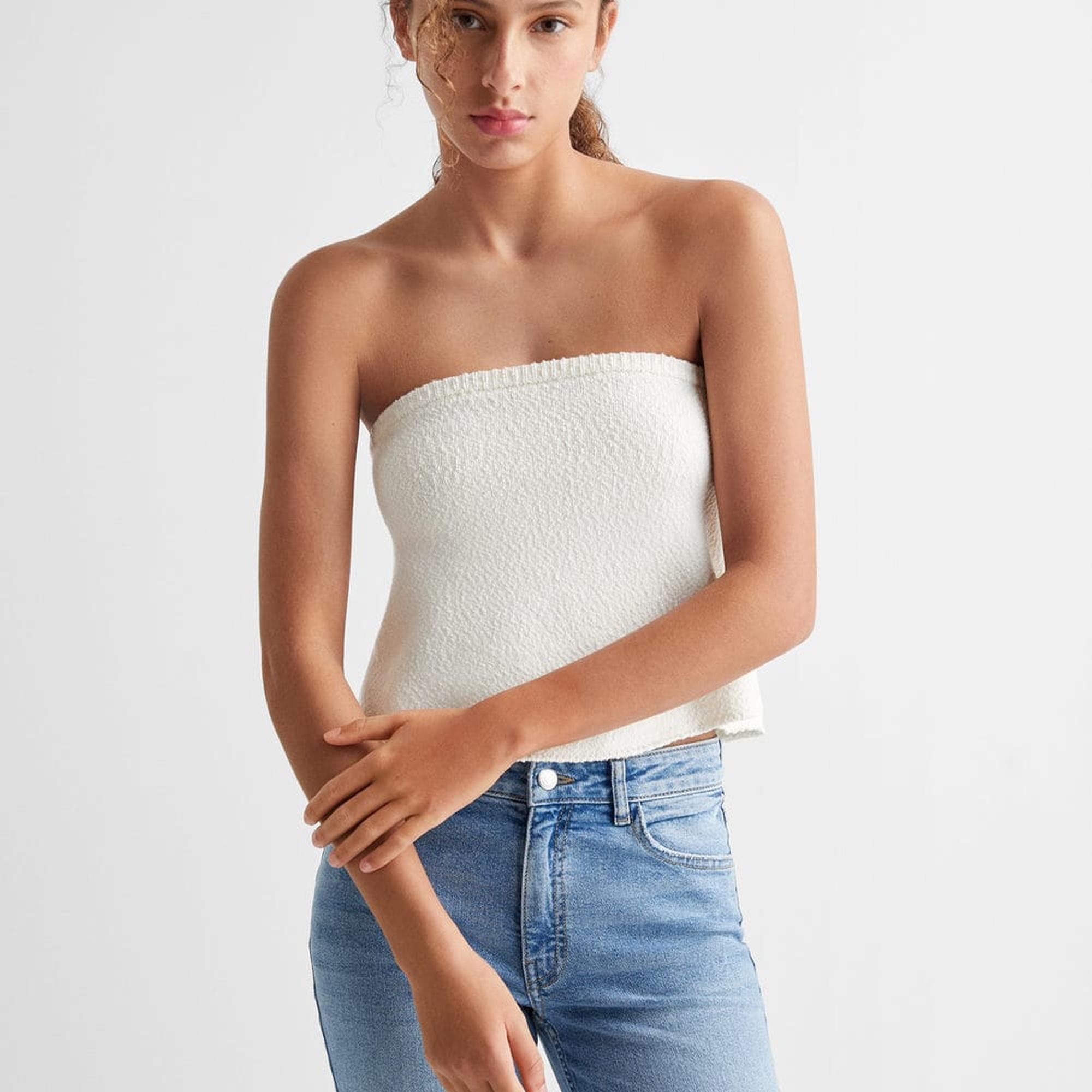 Mango Çocuk Ponte Straplez Bluz Kırık Beyaz