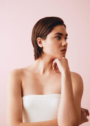  Mango Çocuk Ponte Straplez Bluz Kırık Beyaz