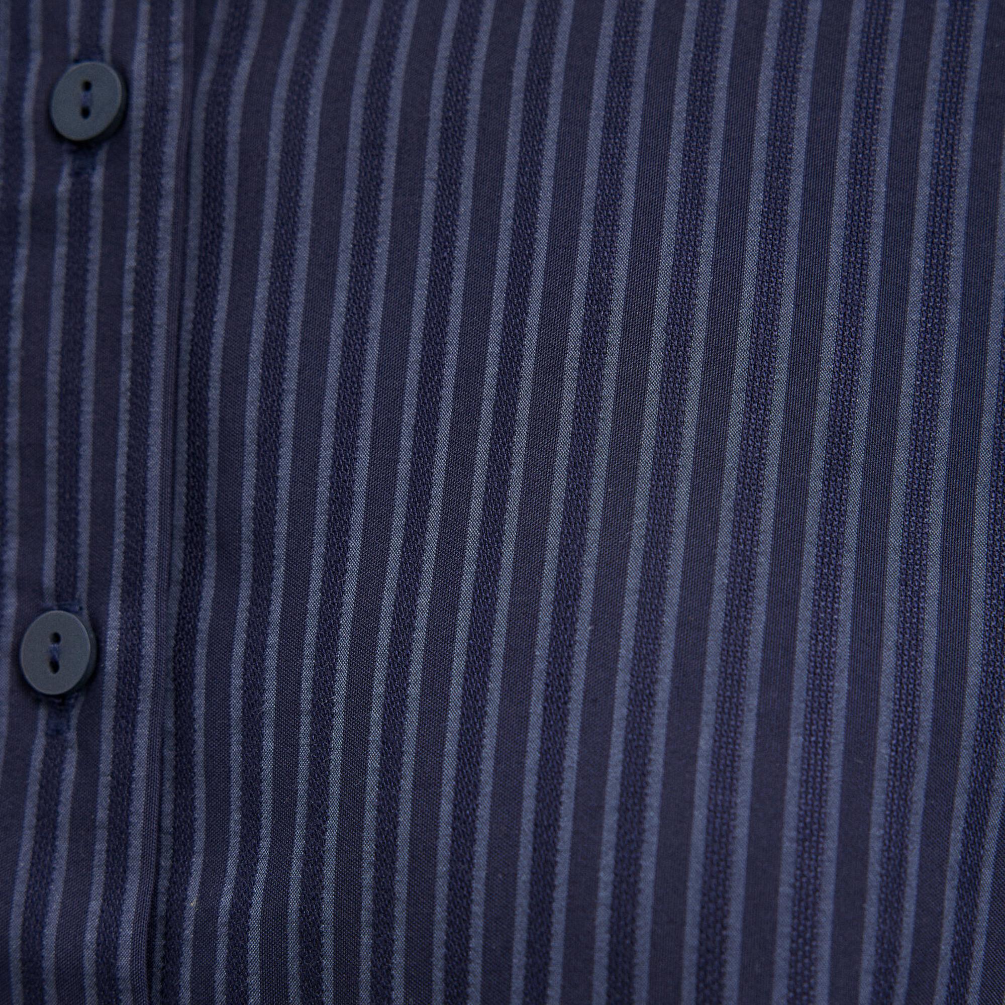 Mavi Çizgili Lacivert Gömlek Oversize / Geniş Kesim 1210878-83699