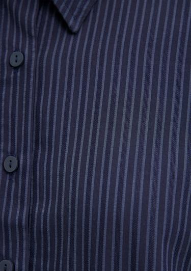  Mavi Çizgili Lacivert Gömlek Oversize / Geniş Kesim 1210878-83699