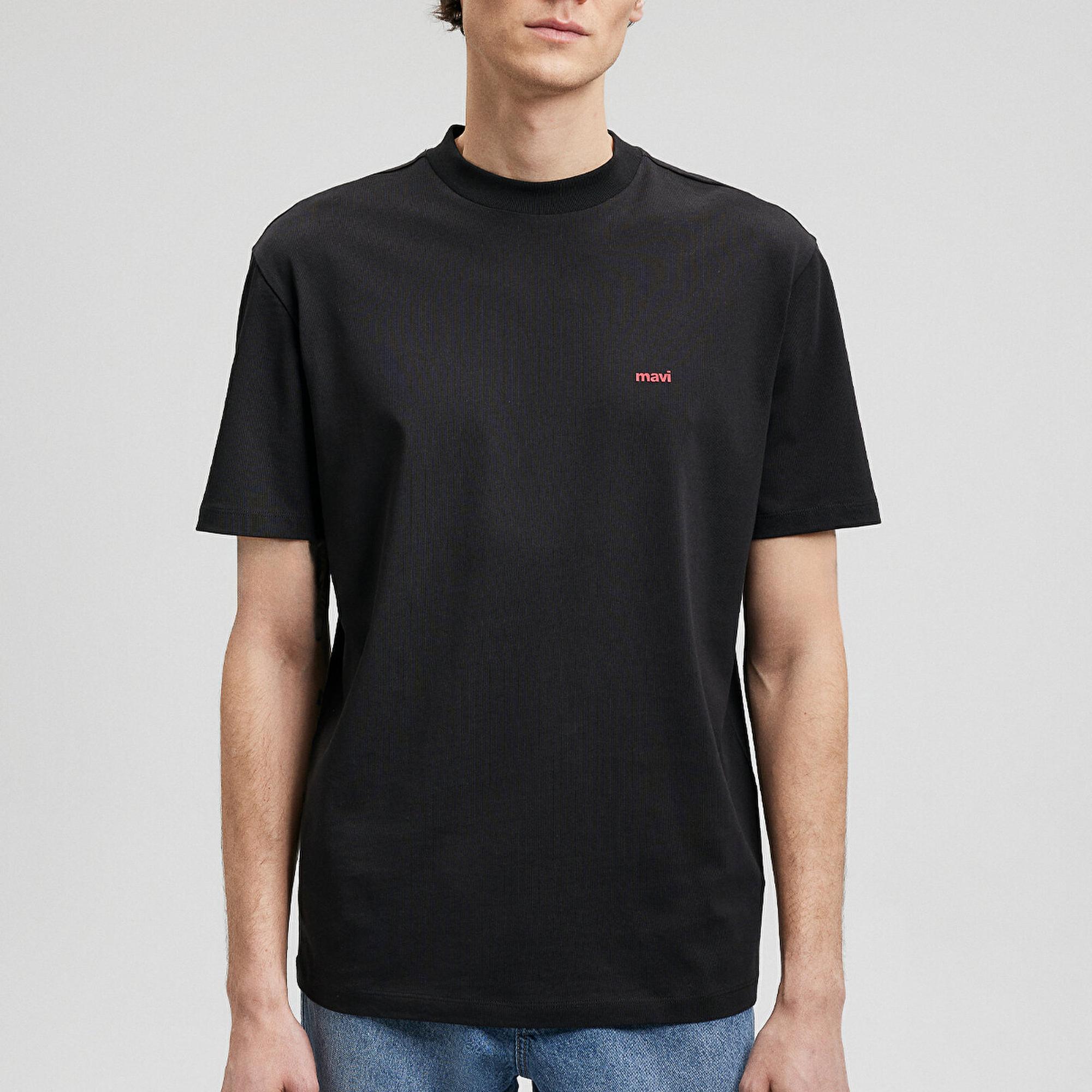 Mavi Mavi Baskılı Siyah Tişört Loose Fit / Bol Rahat Kesim 0612216-900