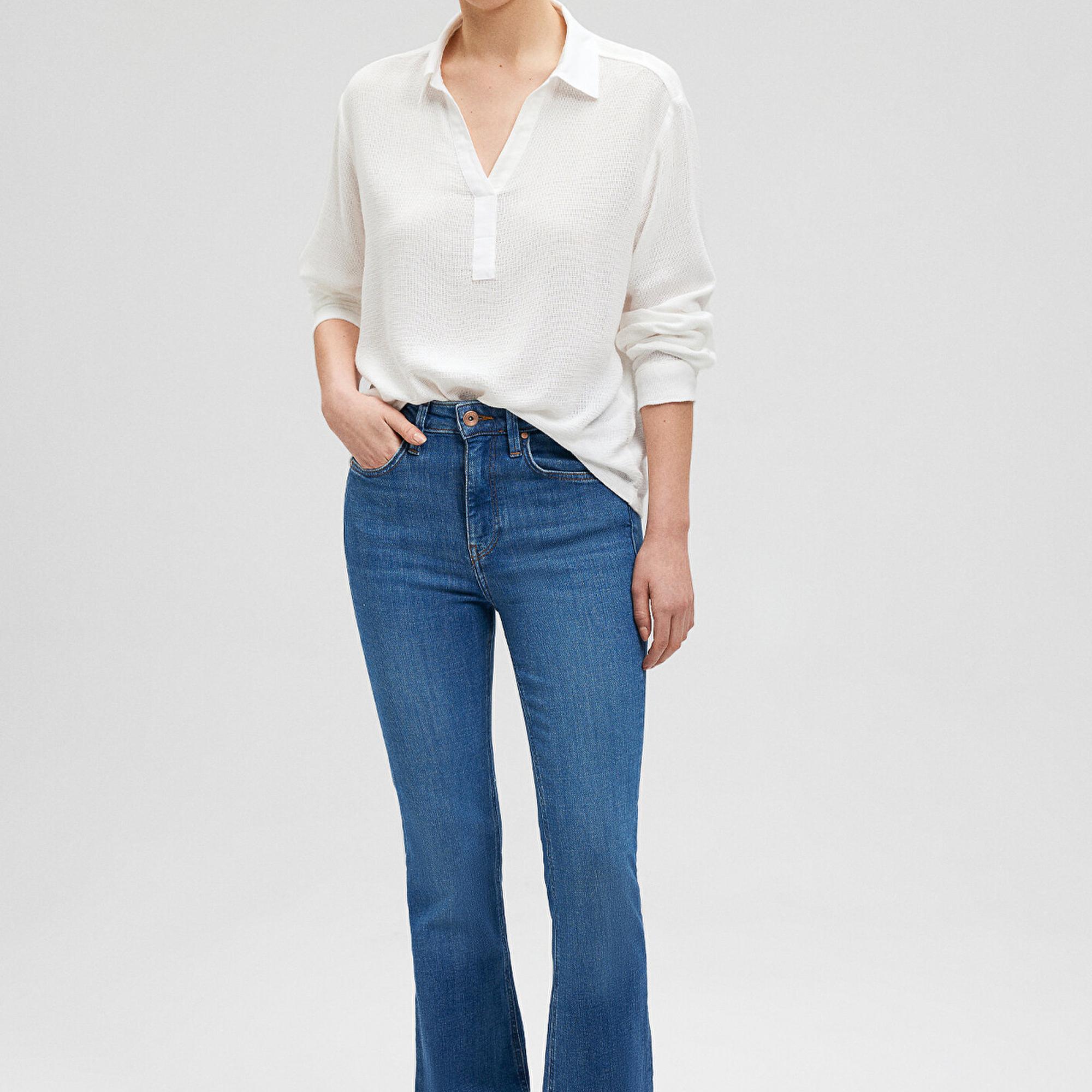 Mavi Örme Beyaz Bluz 1210797-70057