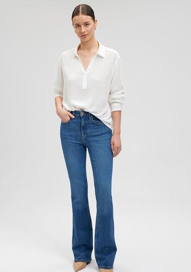  Mavi Örme Beyaz Bluz 1210797-70057