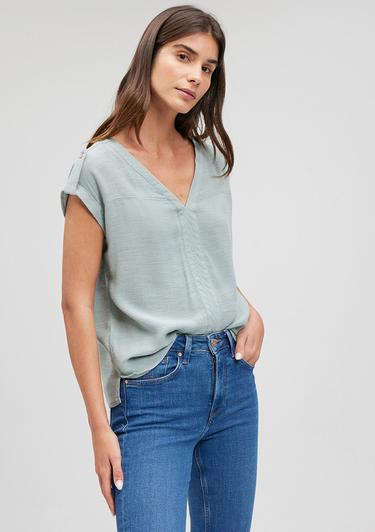  Mavi V Yaka Yeşil Bluz 122504-70108