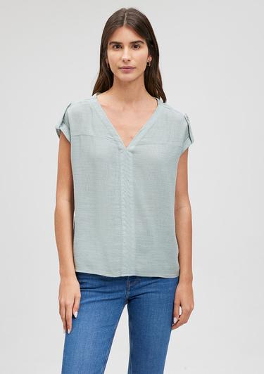 Mavi V Yaka Yeşil Bluz 122504-70108