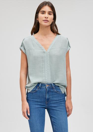  Mavi V Yaka Yeşil Bluz 122504-70108