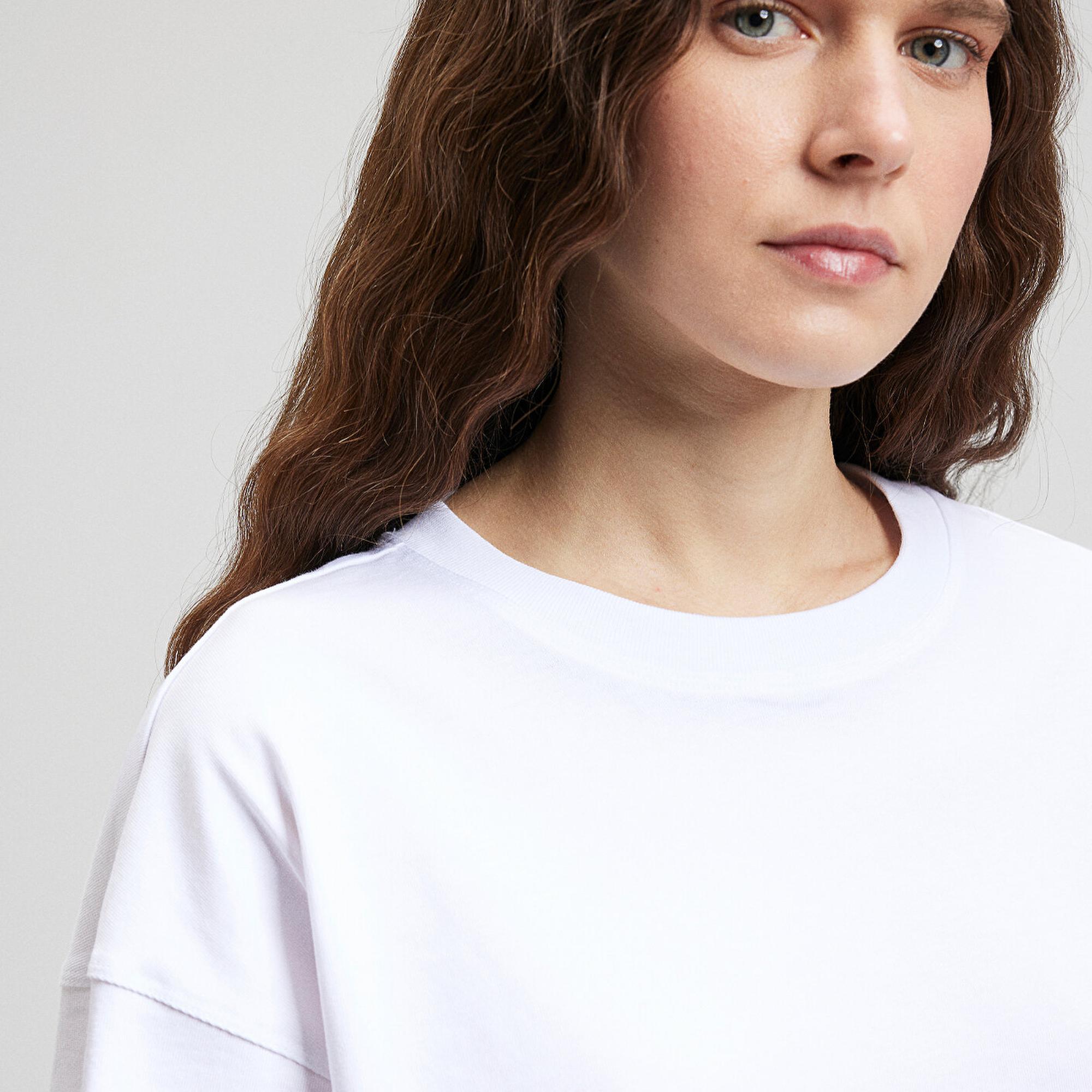 Mavi Beyaz Basic Crop Tişört Crop / Kısa Kesim 1612377-620