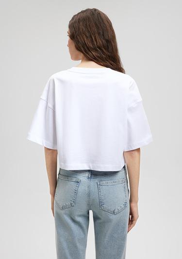  Mavi Beyaz Basic Crop Tişört Crop / Kısa Kesim 1612377-620