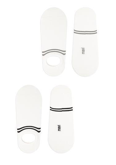  Mavi 2li Ekru Babet Çorabı 092593-34523