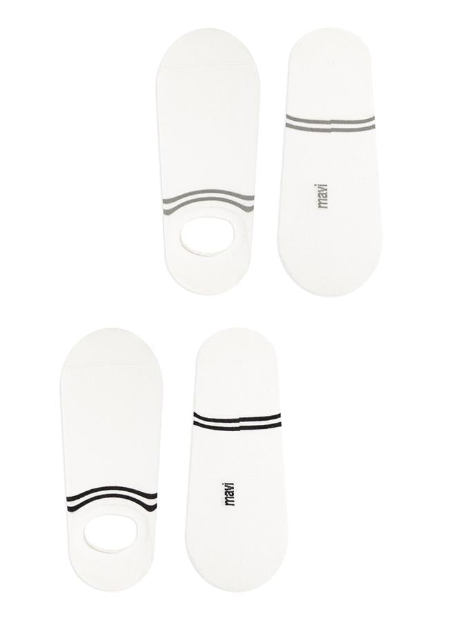  Mavi 2li Ekru Babet Çorabı 092593-34523