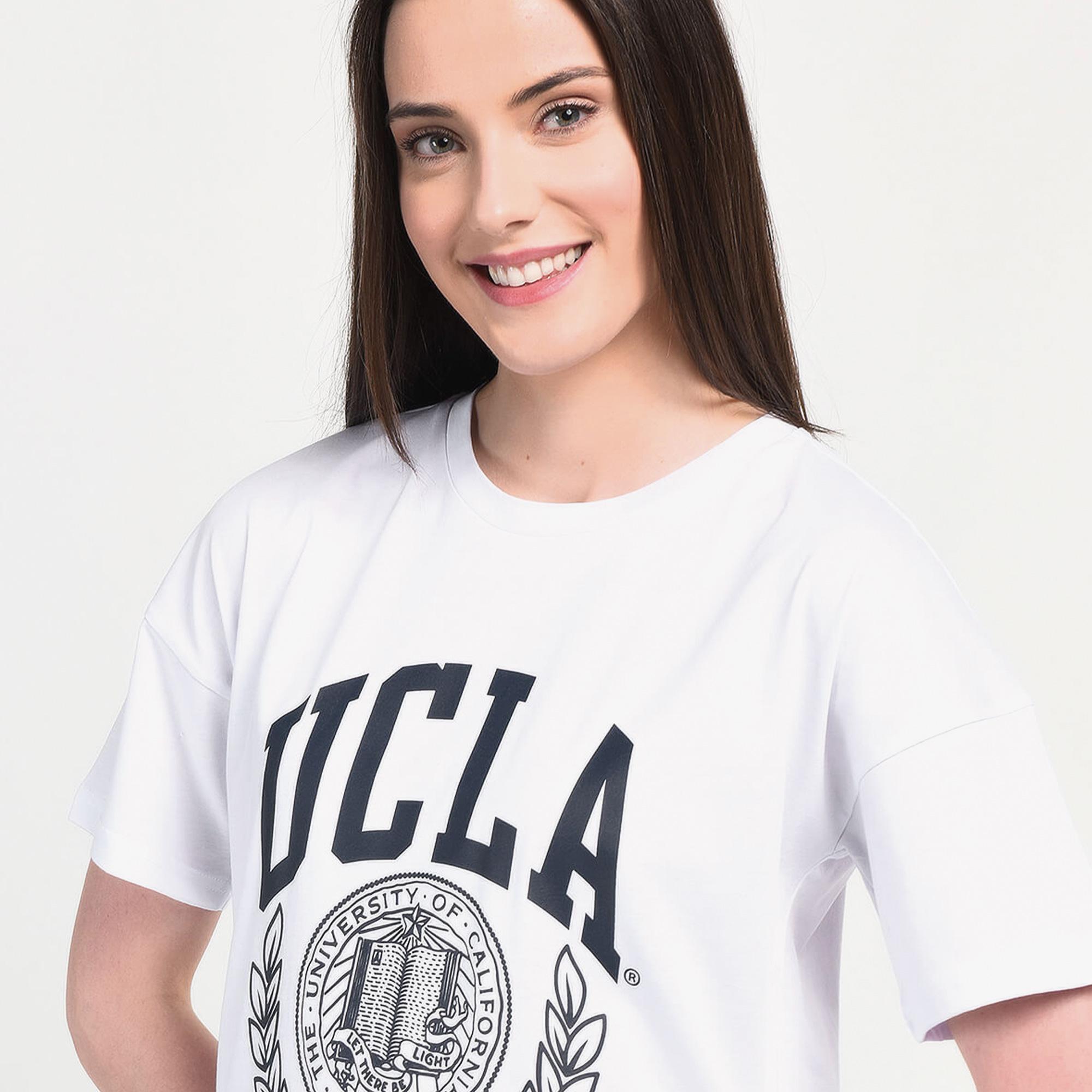 Ucla Avalon Kadın Beyaz Bisiklet Yaka T-Shirt