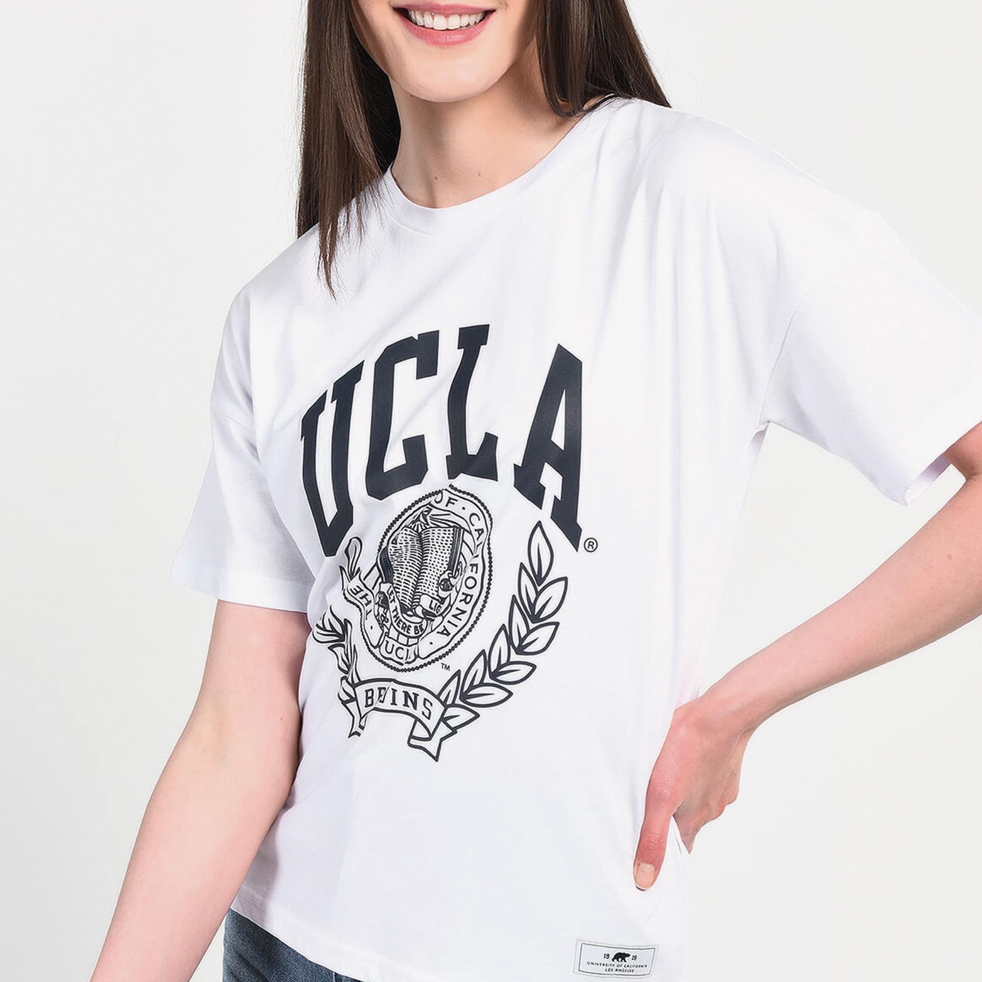 Ucla Avalon Kadın Beyaz Bisiklet Yaka T-Shirt