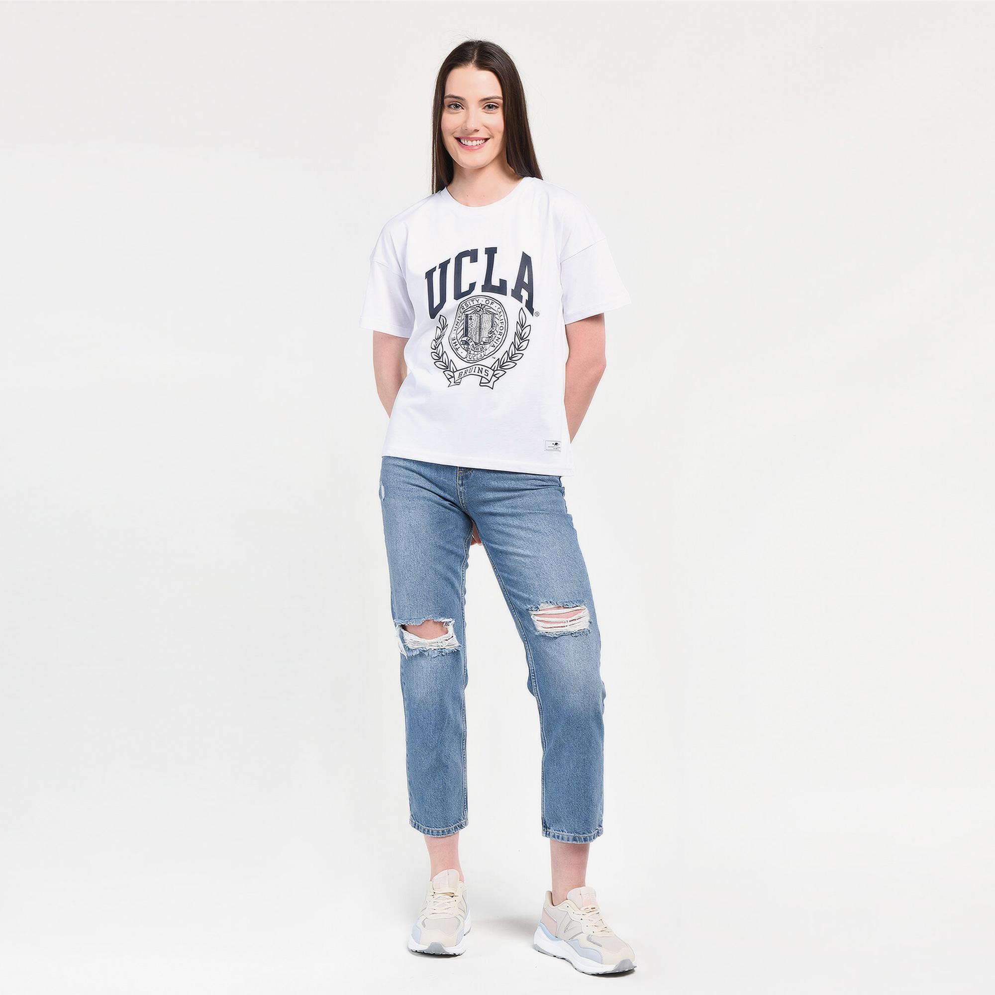Ucla Avalon Kadın Beyaz Bisiklet Yaka T-Shirt