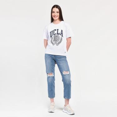  Ucla Avalon Kadın Beyaz Bisiklet Yaka T-Shirt
