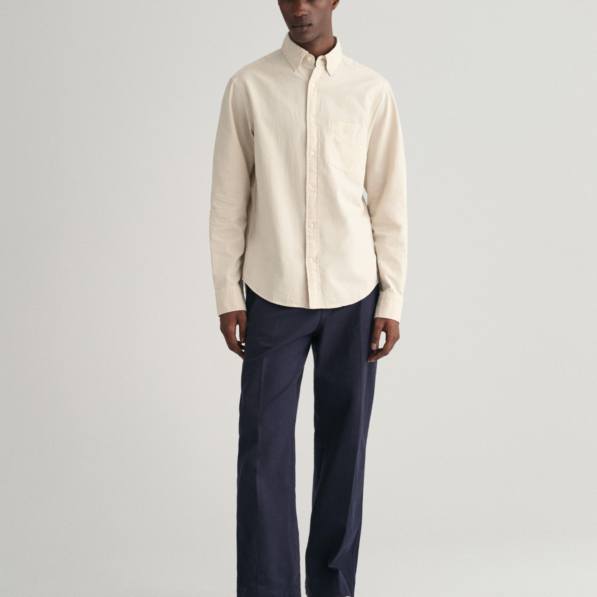 GANT Erkek Bej Regular Fit Düğmeli Yaka Oxford Gömlek