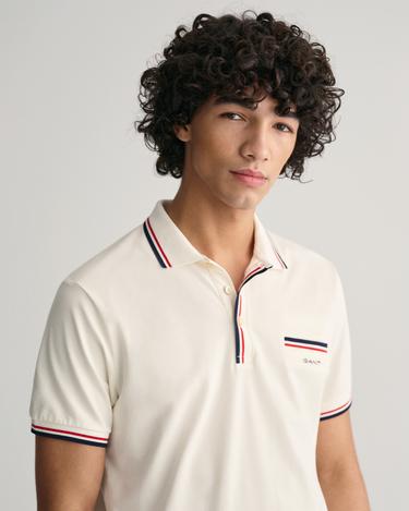  GANT Erkek Krem Regular Fit Çizgili Polo