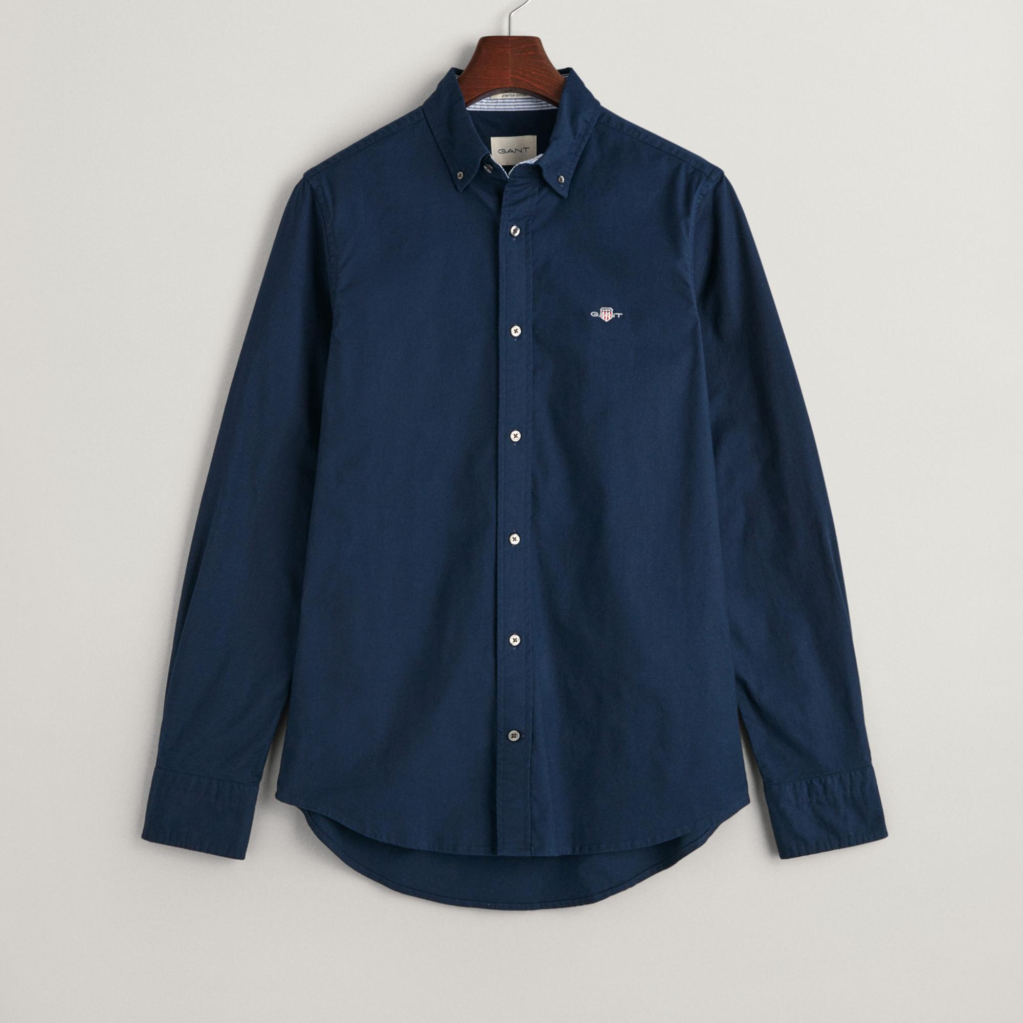 GANT Erkek Lacivert Slim Fit Düğmeli Yaka Gömlek