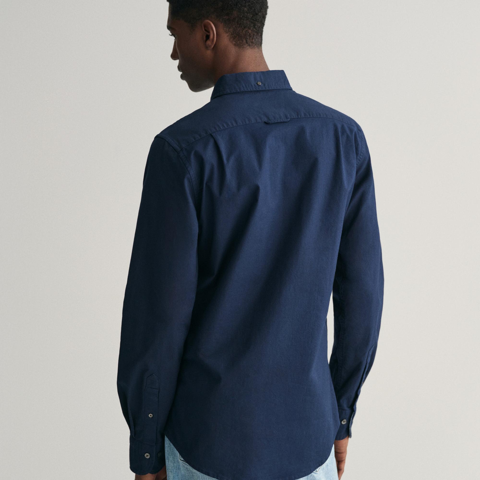 GANT Erkek Lacivert Slim Fit Düğmeli Yaka Gömlek