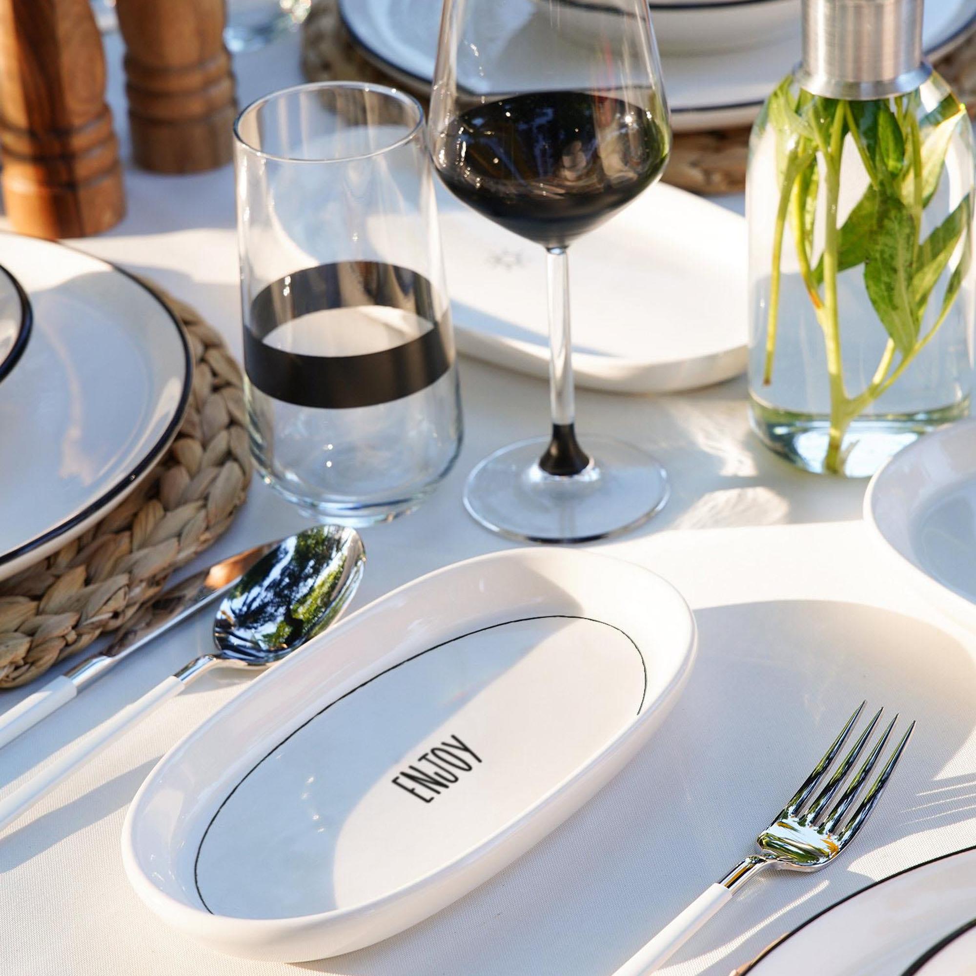 The Mia Daily Tunes Oval Servis 4lü Set 17cm