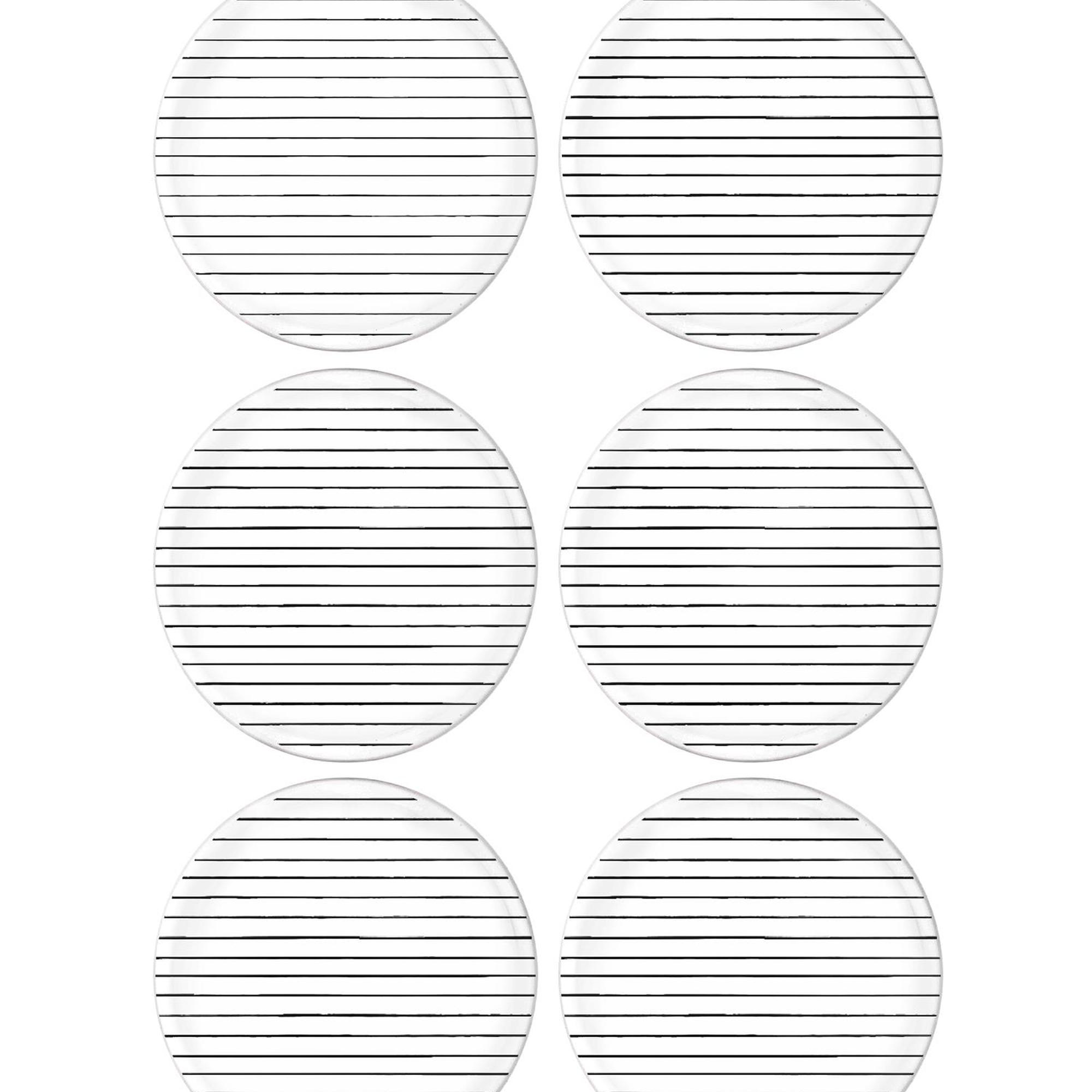 The Mia Daily Tunes Pasta Tabağı Çizgili 6 Lı Set - 19 cm