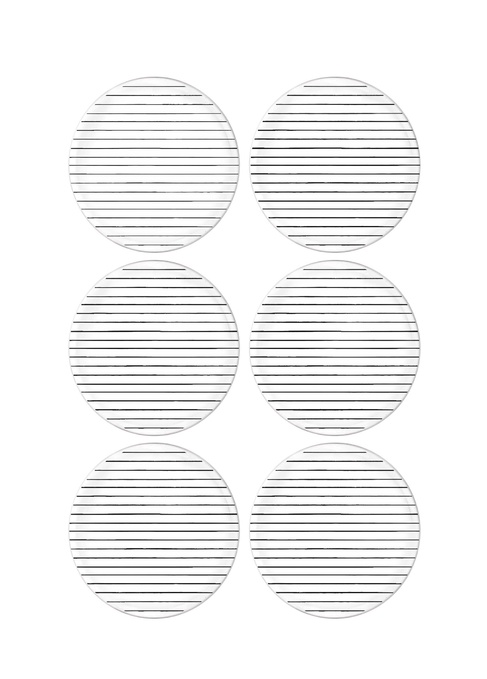  The Mia Daily Tunes Pasta Tabağı Çizgili 6 Lı Set - 19 cm