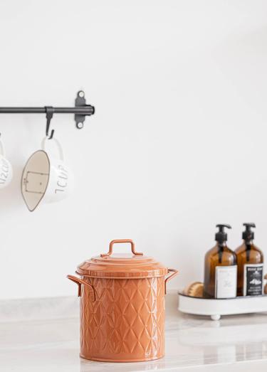  The Mia Prizma Çöp Kovası Tezgah Terracota 4 Lt