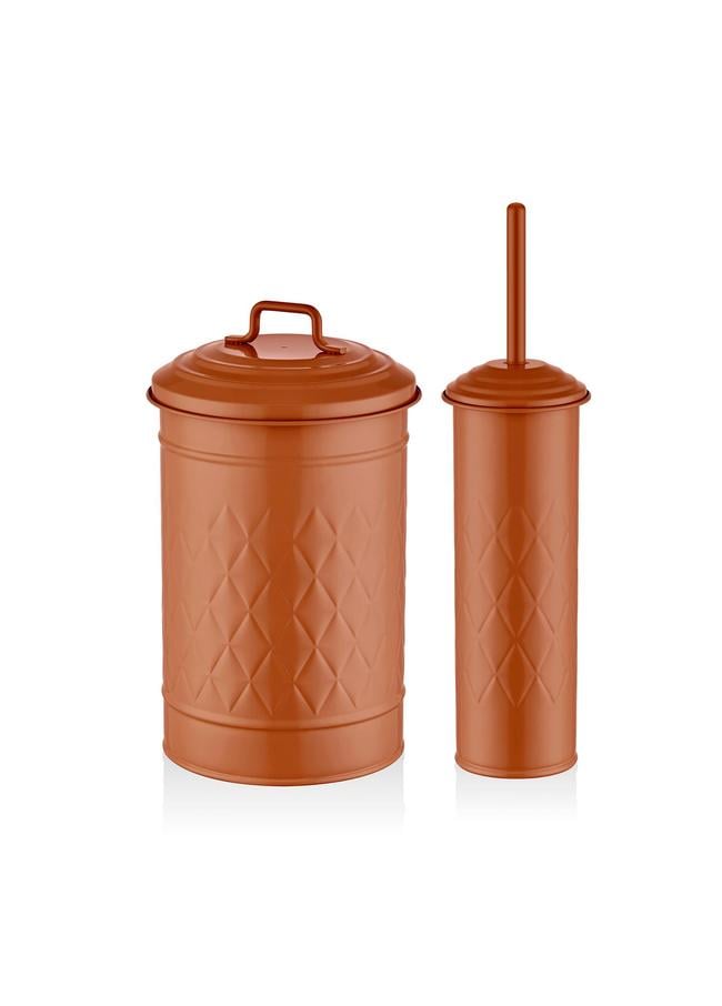  The Mia Prizma Çöp Kovası & Tuvalet Fırçası Seti Terracota