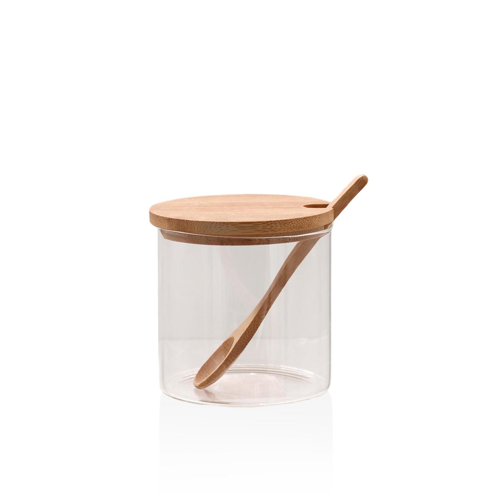 The Mia Bambu Kapaklı Borosilikat Cam Kavanoz 350 ml