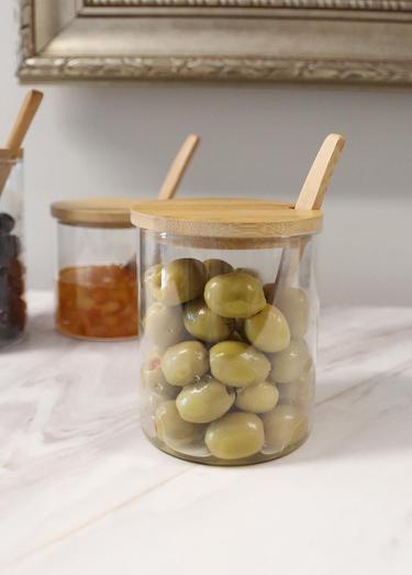  The Mia Bambu Kapaklı Borosilikat Cam Kavanoz 450 ml