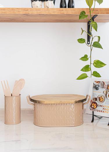  The Mia Prizma Ekmek Saklama Kabı Karamel 40x22x18 cm