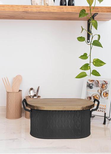  The Mia Prizma Ekmek Saklama Kabı Siyah 40x22x18 cm