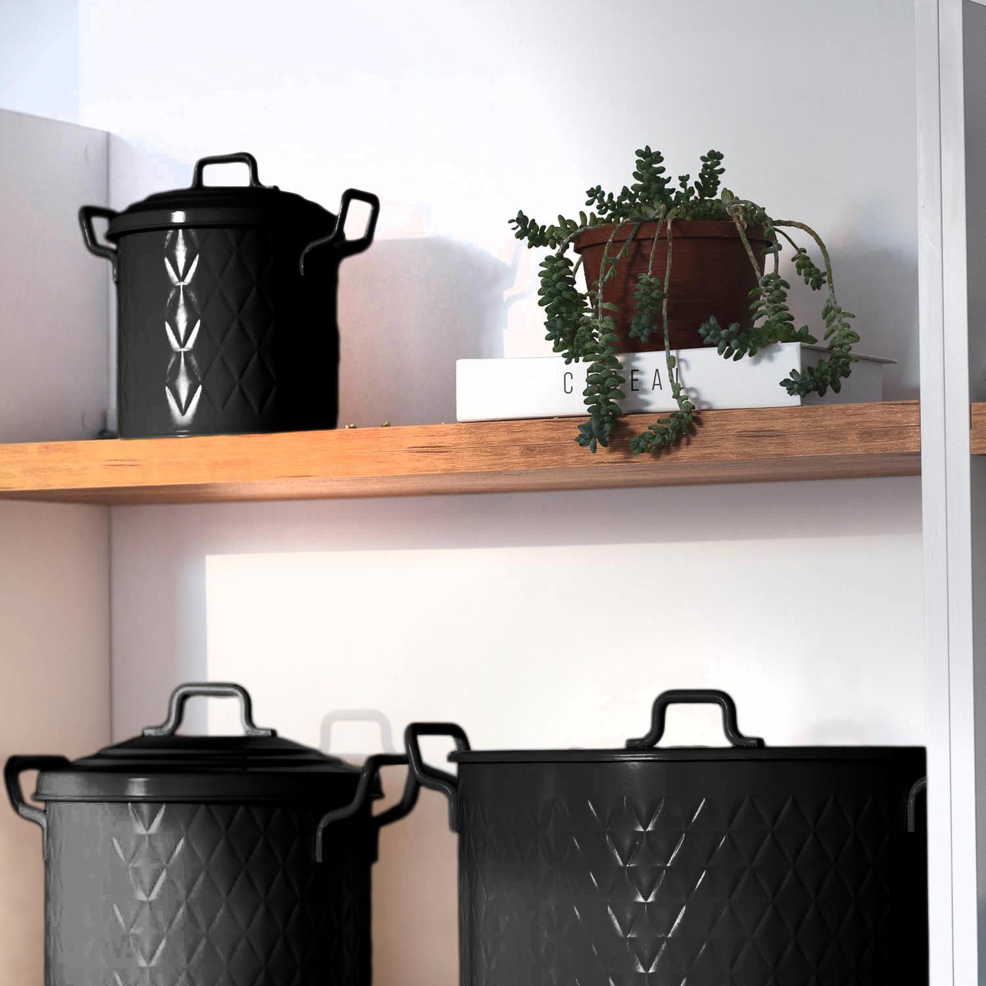 The Mia Prizma Patates & Soğan Saklama Kabı Siyah 30x30x30